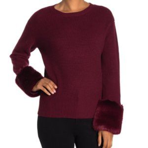 Love Toke Faux Fur Cuff Knit Sweater